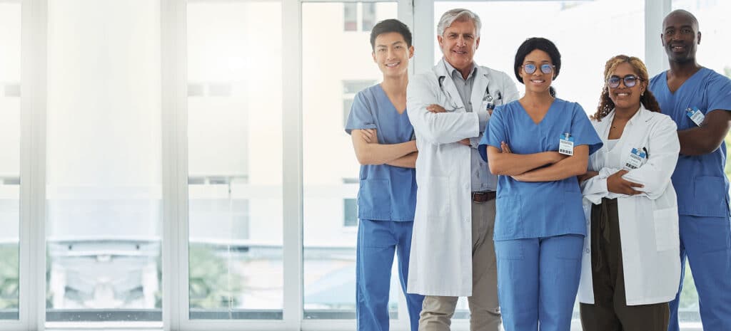 Portrait of a group of medical practitioners standing together